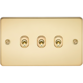 Knightsbridge 10AX 3G 2-way Toggle Switch - Polished Brass FP3TOGPB
