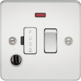 Knightsbridge Flat Plate 13A switched fused spur unit with neon and flex outlet - polished chrome FP6300FPC