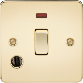 Knightsbridge 20A 1G DP Switch with Neon & Flex Outlet - Polished Brass FP8341FPB