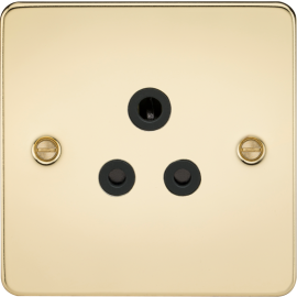 Knightsbridge 5A Unswitched Socket - Polished Brass with Black Insert FP5APB