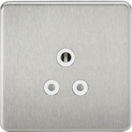 Screwless 5A Unswitched Round Socket-SF5ABCW-Knightsbridge-Brushed chome-White insert 