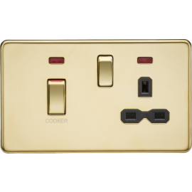 Knightsbridge 45A DP switch and 13A switched socket with neons SFR83MNPB