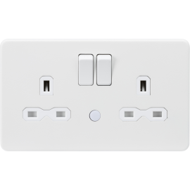 Knightsbridge 13A 2G DP switched socket with night light function SFR9NLMW