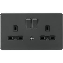 Knightsbridge 13A 2G DP switched socket with night light function Anthracite SFR9NLAT