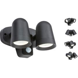 Knightsbridge 230 V IP65 18 W LED Twin Spot Floodlight with PIR, Black