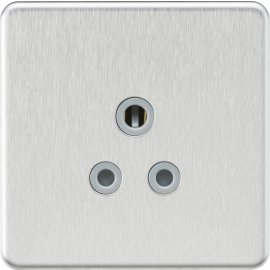 Screwless 5A Unswitched Round Socket-SF5ABCG-Knightsbridge-Brushed chome-Grey insert 