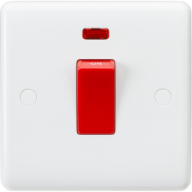 Knightsbridge Curved Edge 45 A DP Switch with Neon, White CU8331N 