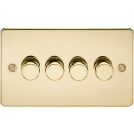Flat Plate 4G 2 way 10-200W (5-150W LED) trailing edge dimmer - Polished Brass