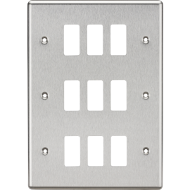Knightsbridge 9G Grid Faceplate - Rounded Edge Brushed Chrome GDCL9BC