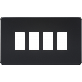Screwless 4G grid faceplate - matt black  GDSF004MB