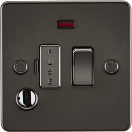 Knightsbridge 13A Switched Fused Spur Unit with Neon & Flex Outlet - Gunmetal FP6300FGM