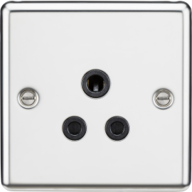 Knightsbridge 5A Unswitched Socket - Polished Chrome Finish with Black Insert CL5APC