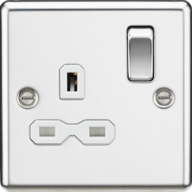 Knightsbridge 13A 1G DP Switched Socket - Polished Chrome with White Insert CL7PCW