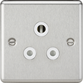 Knightsbridge 5A Unswitched Socket - Rounded Edge Brushed Chrome Finish with White Insert CL5ABCW