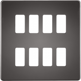 Screwless 8G grid faceplate - black nickel GDSF008BN