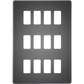Knightsbridge Screwless 12G grid faceplate - black nickel GDSF012BN