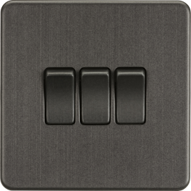 Knightsbridge Screwless 10AX 3G 2-Way Switch Smoked Bronze