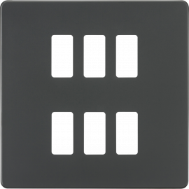 Screwless 6G grid faceplate - anthracite GDSF006AT