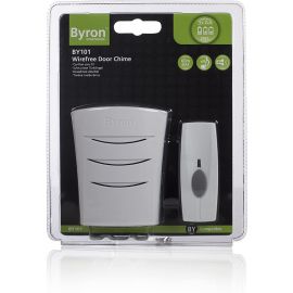 Byron Sentry BY101 Wireless Doorbell and Bell Push, Portable, 4 Melodies, 60 m Range