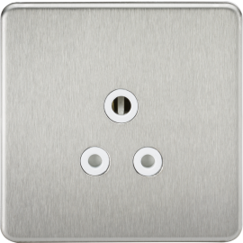 Knightsbridge 5A Unswitched Socket - Brushed Chrome with White Insert SF5ABCW