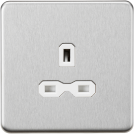 Knightsbridge 13A 1G Unswitched Socket - Brushed Chrome with White Insert SFR7000UBCW