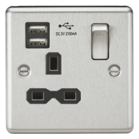 13A 1G Switched Socket Dual USB Charger Slots-CL91-Knightsbridge