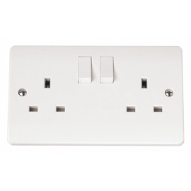 2 Gang Socket Double Switched Electrical Socket 13A White Click Mode CMA036