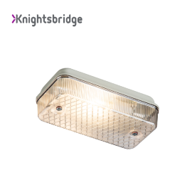 Knightsbridge IP65 100W (ES) BULKHEAD E27 CLEAR PRISMATIC DIFFUSER & ALUMINIU...