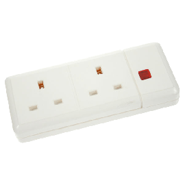 Scolmore 13A 2 Gang Trailing Socket Outlet With Neon ES002