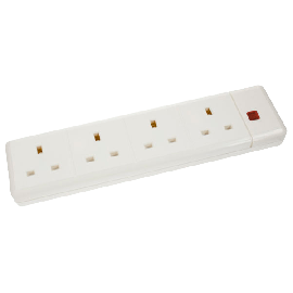Scolmore 13A 4 Gang Trailing Socket Outlet With Neon ES003