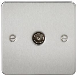 knightsbridge Flat Plate 1G TV Outlet (non-isolated) - Brushed Chrome FP0100BC