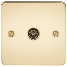Flat Plate 1G TV Outlet (non-isolated)-FP0100-Knightsbridge-Polished Brass