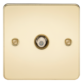 Flat Plate 1G SAT TV Outlet (non-isolated)-FP0150-Knightsbridge-Polished Brass