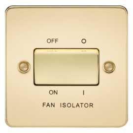 Flat Plate 10A 3 Pole Fan Isolator Switch-FP1100-Knightsbridge-Polished Brass