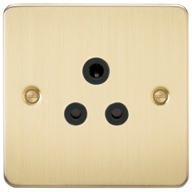 Knightsbridge 5A Unswitched Socket - Brushed Brass with Black Insert FP5ABB
