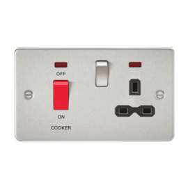 Flat plate 45A DP switch and 13A switched socket with neon-FPR8333N-Knightsbridge