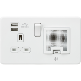 Knightsbridge 13A 1G 2G DP Switched Socket Dual USB Charger Dual Voltage Shaver-SFR9905MW - Socket + USB chargers + Bluetooth