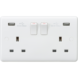 Knightsbridge 13A 2G SP Switched Socket with Dual USB A+A (5V DC 3.1A shared) CU9904