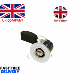 Fire Rated Short Can Downlight GU10 Fixed - White - Diecast - Red arrow 