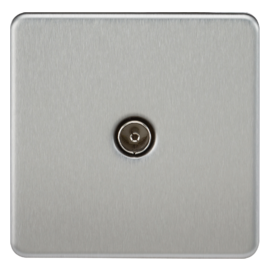 Screwless 1G TV Outlet (Non-Isolated)-SF0100-Knightsbridge-Brushed chome