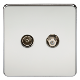 Screwless TV & SAT TV Outlet (Isolated)-SF0140-Knightsbridge-Polished Chrome