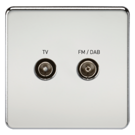 Screwless Screened Diplex Outlet (TV & FM DAB)-SF0160-Knightsbridge-Polished Chrome