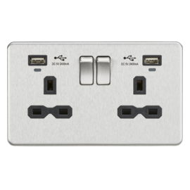 Screwless 13A Smart 2G switched socket with USB chargers (2.4A)-SFR9904N-Knightsbridge