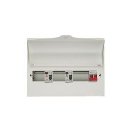 Wylex NM 10 Way (3+3+4) 2x80A 30mA Type-A RCCB 100A Main Switch Fixed High Integrity Consumer Unit NMRS33406LA 
